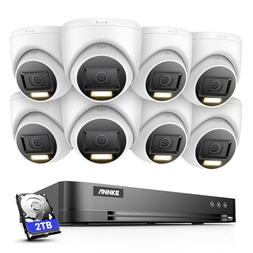 ANNKE 4K Analog Überwachungskamera Aussen Set, 8X 8MP Farbnachtsicht Außenkamera Überwachung, DVR 16 Kanal mit Smart Personenerkennung und Fahrzeugerkennung, IP67, 2TB Festplatte von ANNKE