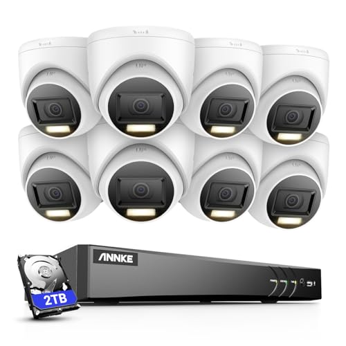 ANNKE 4K Kabelgebundene Überwachungskamera Set 8CH H.265+ DVR mit 4X 8MP Zwei Lichtern Nachtsicht Außen Weiß Dome Kamera CCTV System für Innen und Außen, IP67 Wetterfest, 2TB Festplatte ANNKE 4K Kabelgebundene Überwachungskamera Set 8CH H.265+ DVR mit 4X 8MP Zwei Lichtern Nachtsicht Außen Weiß Dome Kamera CCTV System für Innen und Außen, IP67 Wetterfest, 2TB Festplatte von ANNKE