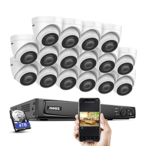 ANNKE 4K POE Überwachungs set, 16CH PoE Überwachungskamera System mit Audio und 16X 8MP IP67 Wasserdicht PoE IP Kamera, 4TB für 24/7 Aufnahme Innen, H.265 + Videokomprimierung, 30 Meter Nachtsicht von ANNKE