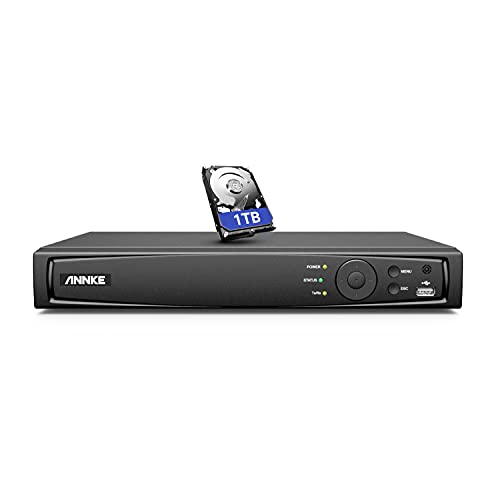 ANNKE 4K PoE 8CH NVR,PoE Network Video Rekorder mit 1 TB Festplatte, H.265+ Kompression Videoüberwachung für 8MP/5MP/4MP/1080p HD IP Kamera, unterstützt Alarm-Push, Mehrfach-Login-Schutz von ANNKE