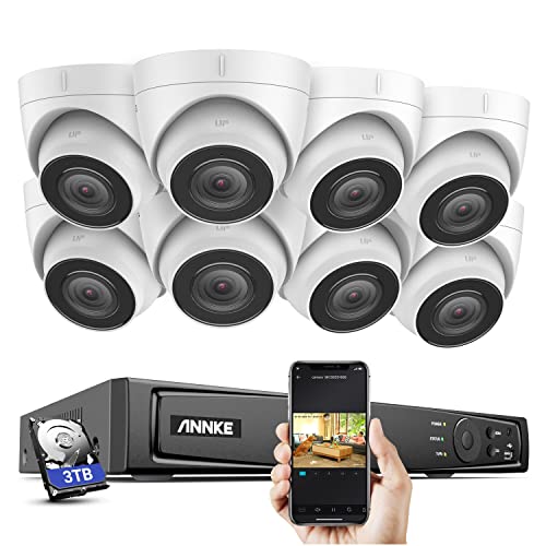 ANNKE 4K PoE Überwachungskamera Set Outdoor, 8X 8MP PoE IP Outdoor Kamera und 8CH 3TB Festplatte NVR mit Audioaufnahme, Personen- und Fahrzeugerkennung, EXIR 2.0 Nachtsicht, 123° Sichtfeld, H800 4K von ANNKE