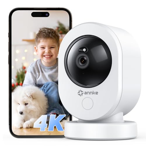 ANNKE 4K WLAN Überwachungskamera für den Innen, 8MP 2,4/5 GHz WLAN Nachtsicht Indoor Hundekamera, Bewegungserkennung, 2-Wege-Audio, Cloud & SD Kartenspeicherung, für Babys/Haustiere-Crater Reno von ANNKE