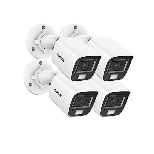 ANNKE 4X 3K Sicherheitskameras mit Kabel, Intelligente Dual Light TVI Zusatz CCTV Kameras für den Außenbereich mit integriertem Mikrofon und Farbnachtsicht, IP67 Bullet Kamera zur Heimüberwachung von ANNKE
