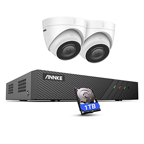 ANNKE 5MP PoE Überwachungskamera Set Außen, Videoüberwachung, 8 Kanäle, 6MP NVR und 2 x 5MP, IP-Kamera mit Audio, IP67 wasserdicht, 30m Nachtsicht EXIR 2.0, Bewegungserkennung, 1TB HDD von ANNKE