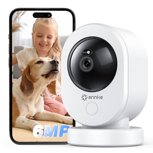 ANNKE 6MP WLAN Überwachungskamera für den Innen, 2,4/5 GHz WLAN Kamera Nachtsicht Hundekamera, Bewegungserkennung, 2-Wege-Audio, Cloud & SD Kartenspeicherung, für Babys/Haustiere-Crater Por von ANNKE