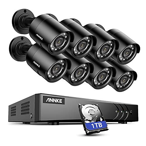 ANNKE 8CH 1080p Überwachungskamera Set 8 Kamera, 3K Lite H.265+ DVR mit 1TB Festplatte,Videoüberwachung Aussen mit 8 X 2MP Wetterfest IP66 Kamera kabelgebundene,Intelligente Wiedergabe,Fernzugriff von ANNKE