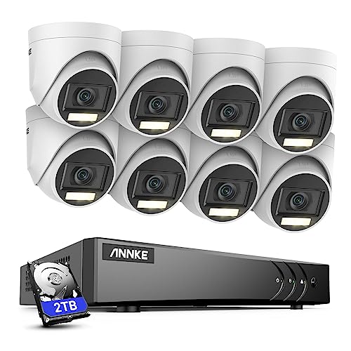 ANNKE 8CH 3K Überwachungskamera Set, 3K Lite DVR Recorder und 8 X 3K Wasserdicht Aussen IP67 Überwachungskameras, Personen- und Fahrzeugerkennung, Duales Licht, Farbnachtsicht, H.265+, 2TB Festplatte von ANNKE