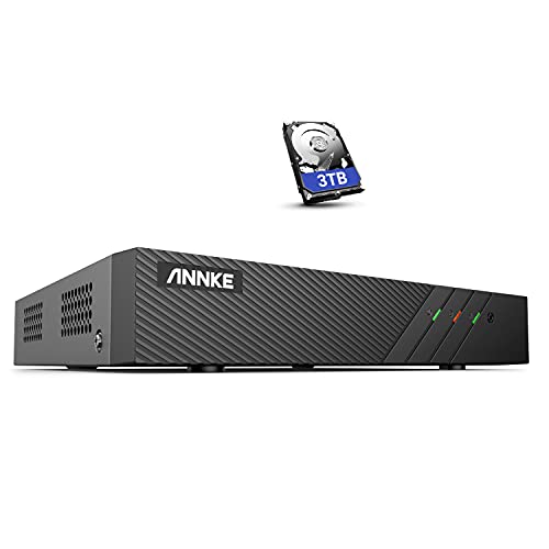 ANNKE 8CH PoE NVR mit 3 TB HDD für 6MP/5MP/4MP/1080p/720p PoE IP Kamera, 24/7 Überwachung Indoor Outdoor, mit 8 PoE Ports, unterstützt ONVIF, HDMI/VGA Ausgang, Fernzugriff, H.265+ von ANNKE