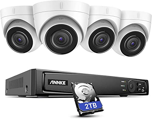 ANNKE H800 4K PoE Überwachungskamera Set, 8CH 4K PoE NVR mit 2TB HDD + 4PCS PoE IP Kameras unterstützt Audioaufnahme, H.265 + Codierung, IP67 Wetterfest, 256 GB TF-Karte, Fernzugriff von ANNKE