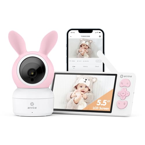 ANNKE Babyphone mit Kamera 720P 5" Display, 1080p Kamera mit APP, 2-Wege-Audio, Remote Pan Tilt Zoom, Intelligente Temperatur, Schlaflieder, 1000ft große Reichweite, App & Bildschirmsteuerung von ANNKE