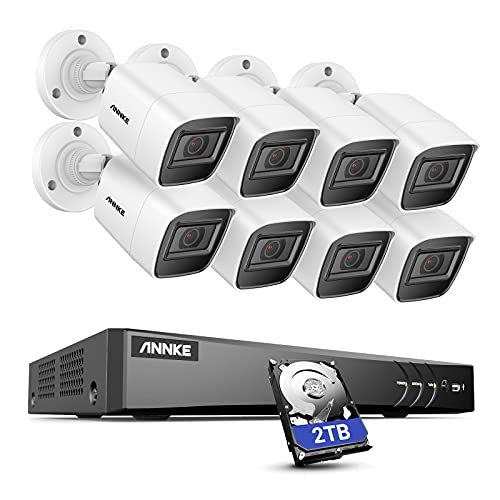 ANNKE E800 8CH 8MP 2160P Ultra HD Überwachungskamera System 2TB HDD 8 Kanal 8MP HDMI DVR Recorder mit 8 Wetterfest 8.0Megapixel(4K) Außen Video Kamera Set Bewegungsmelder 30M IR Nachtsicht von ANNKE