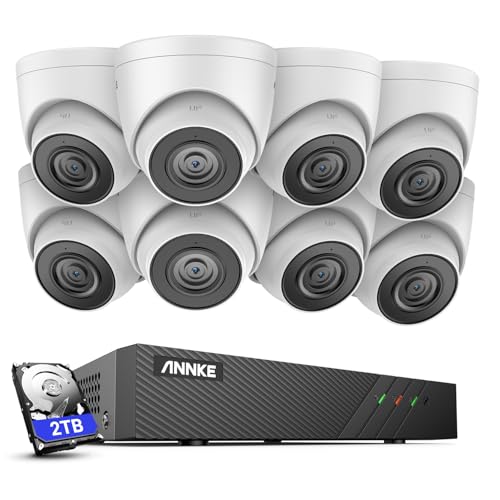 ANNKE H500 5MP PoE Überwachungskamera Set, 8CH 6MP NVR mit 2TB Festplatte und 8 X 5MP Poe IP Aussen Kameras, unterstützt Audioaufnahme, IP67 Wettewfest, 30 Nachtsicht, Fernzugriff von ANNKE