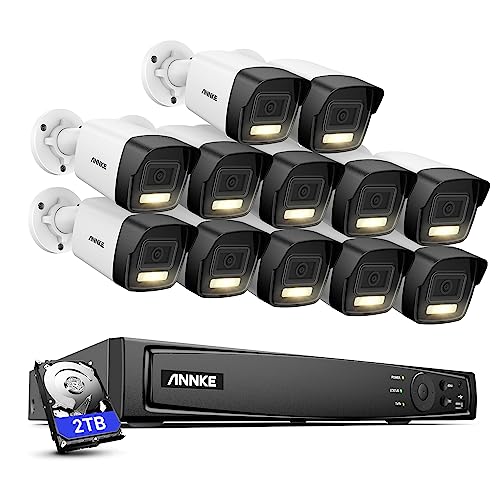 ANNKE H1200 12MP Überwachungskamera Set Aussen, 12X 12MP PoE IP Outdoor Kamera mit Personenerkennung und Fahrzeugerkennung, 16CH 2TB HDD NVR für 24/7 Videoüberwachung von ANNKE