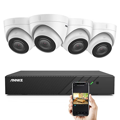 ANNKE H500 5MP PoE Überwachungskamera Set, 6MP 8CH NVR+ 4X 5MP PoE IP Kameras mit EXIR Nachtsicht, H.265 + Videoaufzeichnung, kompatibel mit Alexa, IP67 Wasserdicht, Audioaufnahme (Ohne HDD) von ANNKE