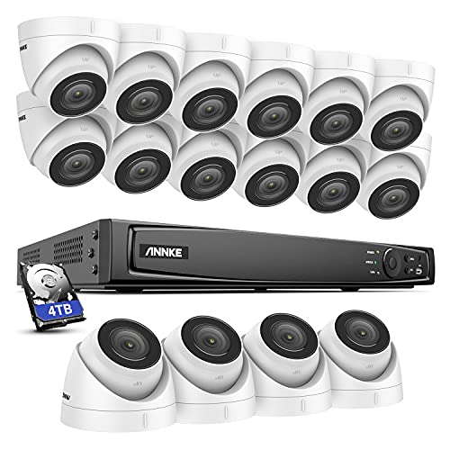 ANNKE H500 5MP PoE Überwachungskamera Set, Überwachungskamera System 16CH NVR 4TB Festplatte mit 16X 5MP IP67 Wasserdicht Dome Kamera,für Aussen Innen,EXIR Nachtsicht, Bewegungserkennung von ANNKE