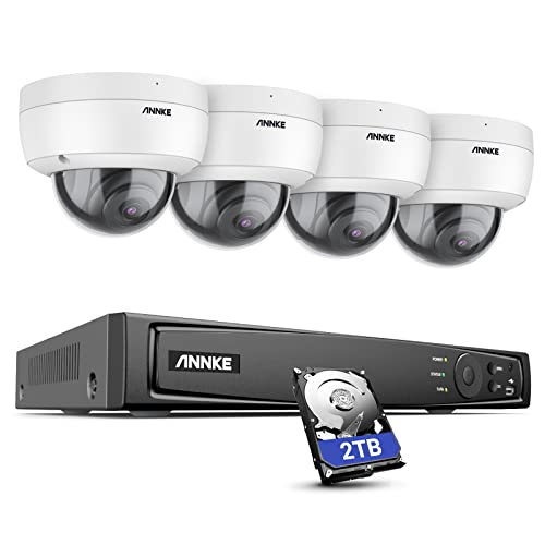 ANNKE 4K PoE-Sicherheitskamerasystem, POE Überwachungsset mit Audioaufzeichnung, 8MP 8CH NVR Rekorder mit 4X IP Dome Kameras, 2TB Festplatte, Handy Browser & PC Fernzugriff, IK10 & IP67, H800 von ANNKE