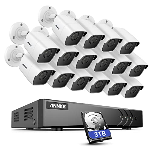 ANNKE S500 16CH HD Überwachungskamera Set System,5MP H.265 Pro+ DVR mit 16 Wetterfest IP67 5.0MP(1944P) Kamera Set Überwachungssystem,HDMI Video Ausgang,30M EXIR Nachtsicht,Fernzugriff,Bewegungsmelder von ANNKE