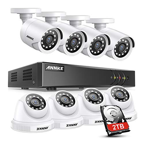 ANNKE Onvif H.265 8CH 5MP Lite DVR Sicherheitsset mit 2 TB Festplatte zur Überwachung + 1080P CCTV 8 Kameras Überwachungssystem IP66 wasserdicht -2 TB HDD von ANNKE