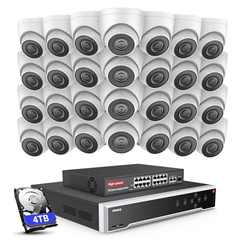 ANNKE Überwachungskamera Aussen Set, 32CH Videoüberwachung mit 28X 3K PoE IP Kamera und 4TB HDD 12MP NVR für 24/7 Aufnahme Innen Outdoor, Personenerkennung und Fahrzeugerkennung, IP67 von ANNKE