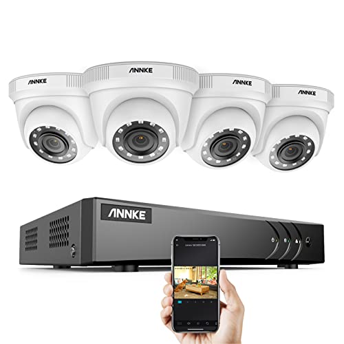 ANNKE Überwachungskamera Set 8CH 3K Lite DVR mit 4 X Aussen 1080P CCTV-Überwachungskamera, IP66 Wasserdicht, 30m IR Nachtsicht, Keine Festplatte, Bewegung Alarm, Smartphone & PC Schnellzugriff von ANNKE