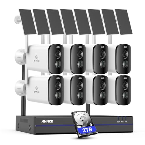 ANNKE Überwachungskamera Set Aussen Akku mit Solarpanel,8X 4MP Überwachungskamera Solar mit 10CH 5MP NVR,Kabelloses Überwachungssystem mit Bewegungsmelder,Farb-Nachtsicht,2-Wege-Audio,2TB Festplatte ANNKE Überwachungskamera Set Aussen Akku mit Solarpanel,8X 4MP Überwachungskamera Solar mit 10CH 5MP NVR,Kabelloses Überwachungssystem mit Bewegungsmelder,Farb-Nachtsicht,2-Wege-Audio,2TB Festplatte von ANNKE
