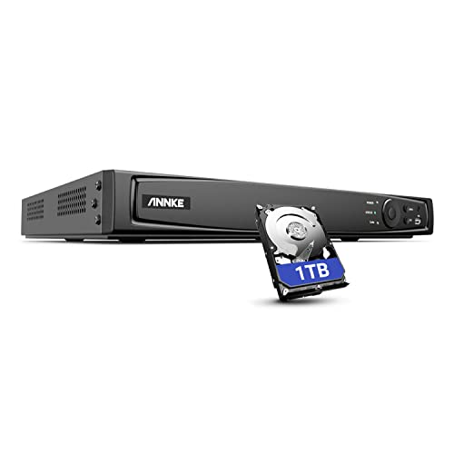ANNKE Videoüberwachungssystem, 4 K PoE NVR, 8 Kanäle, RJ45, Netzwerk-Videorecorder mit Festplatte 1 TB, 8 MP, 5 MP, 4 MP, 1080P HD, IP-Kamera, 24/7 Überwachungsaufzeichnung von ANNKE