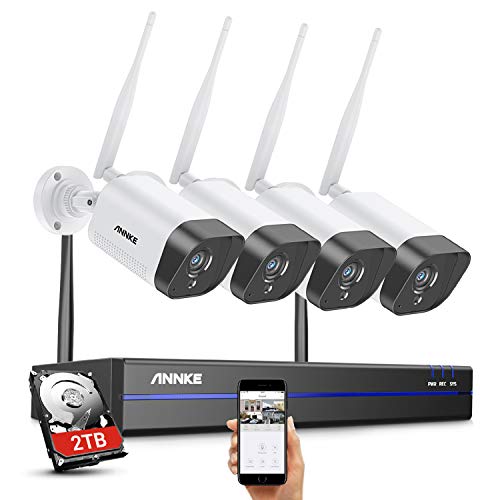 ANNKE WLAN Überwachungskamera Set Aussen 3MP Full HD Überwachungssystem 8CH NVR mit 4PCS WiFi Kameras Videoüberwachungs Set mit 2TB Festplatte H.264+ Videokomprimierung IP66 Wetterfest von ANNKE