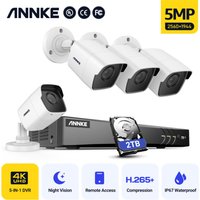8-Kanal-Ultra-HD-4K-H.265+-DVR-CCTV-Kamerasystem und 4×5MP HD-wetterfeste Kameras mit EXIR-LED-IR-Nachtsicht – mit 2 tb Festplatte - Annke von ANNKE