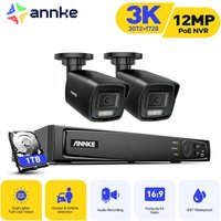 Berwachungskamera Set Intelligentes Dual Licht mit 4 Kameras Nachtsicht E-Mail Alarm Aussen Videoüberwachung Kit app/pc Fernbedienung 1TB - Annke von ANNKE