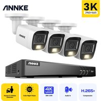 Kabelgebundenes Überwachungskamera Set Außen,4K dvr und 4× 5MP Kameras Farb Nachtsicht,Fernzugriff,0TB - Annke von ANNKE