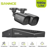 SANNCE Überwachungskamera Set 8CH 1080N DVR Fernzugriff 2×TVI 1080P Bullet Kamera IR Nachtsicht Wasserdichte IP66 -0TB HDD von SANNCE