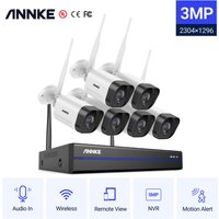 ANNKE 8CH WiFi IP-Sicherheitskamerasystem mit 6 drahtlosen Überwachungskameras für den Innen- und Außenbereich, 3M-Audioaufzeichnung, IP66 von ANNKE