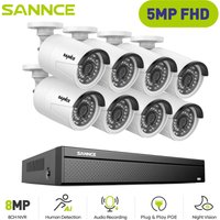 Sannce PoE-Überwachungskamerasystem, 16 Kanäle nvr mit 5 mp × 8 PoE-Überwachungskamera, 24/7-Aufzeichnung, Nachtsicht von ANNKE