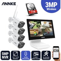 Annke - WL400 4CH 3MP Super hd Wireless-Sicherheitskamerasystem 10,1-Zoll-LCD-Bildschirm Mit 4PCS 3MP IP-Kameras Audio Recording Surveillance Kit von ANNKE