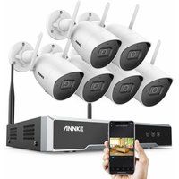 Annke - WS500 8CH 5MP nvr Outdoor-WLAN-Überwachungskamera-Set mit 6 Stück 5MP WLAN-Kameras mit 2T2R MIMO-Antennen, unterstützt 30 m exir 3.0, H.265+ von ANNKE
