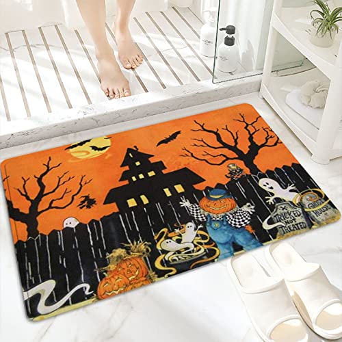 ANNKOOT Badematte, rutschfest Waschbar Badezimmerteppich 60x100 cm,Halloween-Geist & Kürbisse,,Badvorleger mit Wasserabsorbierenden, Weichen Mikrofasern für Badewanne, Dusche und Badezimmer von ANNKOOT