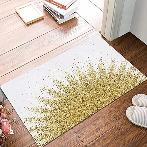 ANNKOOT Weich Badezimmerteppich 50x80 cm,Gold Dreiecke Glitter Luxus Funkelnde Konfetti,rutschfest waschbar Badematte, Badteppich Mikrofaser Saugfähig Badvorleger Duschvorleger von ANNKOOT