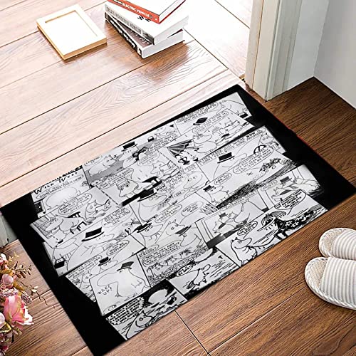ANNKOOT Weich Badezimmerteppich 50x80 cm,Mumin verliebt Sich in Comicstrip,rutschfest waschbar Badematte, Badteppich Mikrofaser Saugfähig Badvorleger Duschvorleger von ANNKOOT