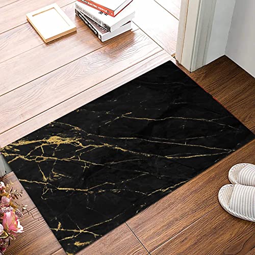 ANNKOOT Weich Badezimmerteppich 50x80 cm,Schwarz-Gold-Marmor-Design-Kunstwerk,rutschfest waschbar Badematte, Badteppich Mikrofaser Saugfähig Badvorleger Duschvorleger von ANNKOOT