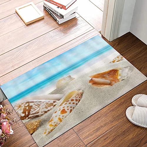 ANNKOOT Weich Badezimmerteppich 50x80 cm,Strand Muscheln Meer Sand Muster Digitaldruck,rutschfest waschbar Badematte, Badteppich Mikrofaser Saugfähig Badvorleger Duschvorleger von ANNKOOT