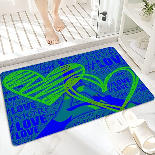 Badematte, rutschfest Waschbar Badezimmerteppich 60x100 cm,Blaue abstrakte Eiffelturm-Silhouette mit grün,Badvorleger mit Wasserabsorbierenden, Weichen Mikrofasern für Badewanne, Dusche und Badezimmer Badematte, rutschfest Waschbar Badezimmerteppich 60x100 cm,Blaue abstrakte Eiffelturm-Silhouette mit grün,Badvorleger mit Wasserabsorbierenden, Weichen Mikrofasern für Badewanne, Dusche und Badezimmer von ANNKOOT