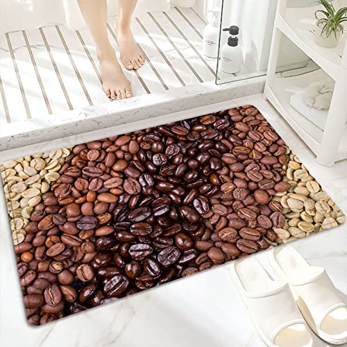 Badematte, rutschfest Waschbar Badezimmerteppich 60x100 cm,Eine Auswahl an frisch gerösteten und ungeröst,Badvorleger mit Wasserabsorbierenden, Weichen Mikrofasern für Badewanne, Dusche und Badezimmer von ANNKOOT