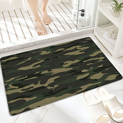 Badematte, rutschfest Waschbar Badezimmerteppich 60x100 cm,Grünes Design Camouflage Wide Woodland Camo Mu,Badvorleger mit Wasserabsorbierenden, Weichen Mikrofasern für Badewanne, Dusche und Badezimmer von ANNKOOT