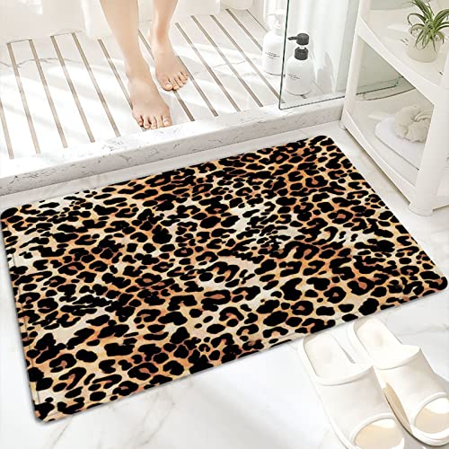 Badematte, rutschfest Waschbar Badezimmerteppich 60x100 cm,Leopardenmuster, Jaguarmuster, Tierfell,Badvorleger mit Wasserabsorbierenden, Weichen Mikrofasern für Badewanne, Dusche und Badezimmer von ANNKOOT