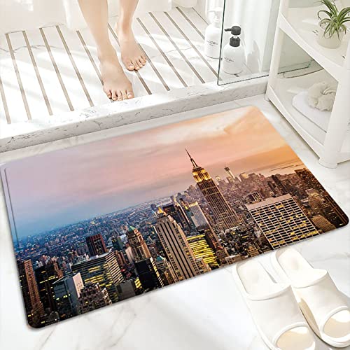 Badematte, rutschfest Waschbar Badezimmerteppich 60x100 cm,Skyline von New York City mit städtischen Wolk,Badvorleger mit Wasserabsorbierenden, Weichen Mikrofasern für Badewanne, Dusche und Badezimmer von ANNKOOT