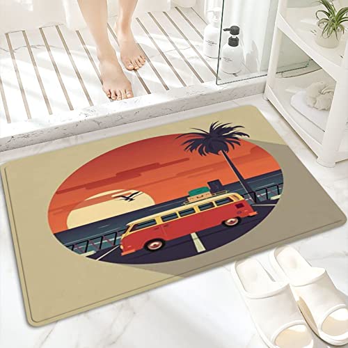 Badematte, rutschfest Waschbar Badezimmerteppich 60x100 cm,Sun Party Platz Strand Sommer Transport Bus Ou,Badvorleger mit Wasserabsorbierenden, Weichen Mikrofasern für Badewanne, Dusche und Badezimmer von ANNKOOT