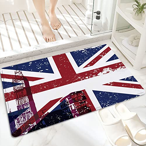 Badematte, rutschfest Waschbar Badezimmerteppich 60x100 cm,Symbole von London England The UK Red Telephon,Badvorleger mit Wasserabsorbierenden, Weichen Mikrofasern für Badewanne, Dusche und Badezimmer von ANNKOOT