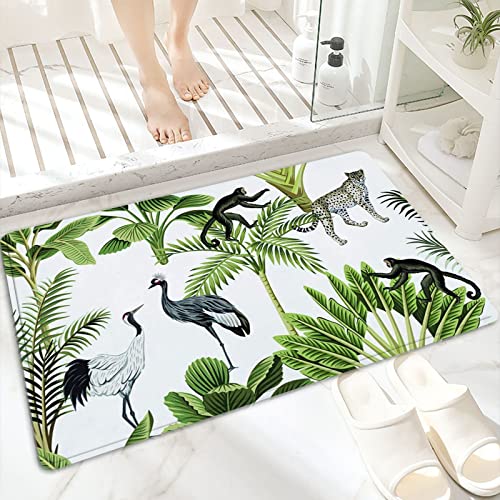 Badematte, rutschfest Waschbar Badezimmerteppich 60x100 cm,Tropische Vintage botanische grüne Palme, Bana,Badvorleger mit Wasserabsorbierenden, Weichen Mikrofasern für Badewanne, Dusche und Badezimmer von ANNKOOT