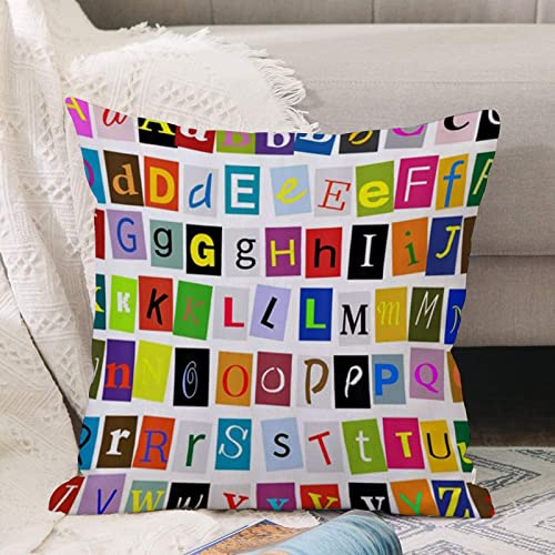 Kissenbezug 45x45 cm,Alphabet für Kinder ABC Lernwerkzeug für Jungen und Babys Große Buchst,Outdoor Kissen Kissenbezüge Kissenhülle Sofa Kissen dekokissen Zierkissen für Wohnzimmer Garten deko draußen von ANNKOOT