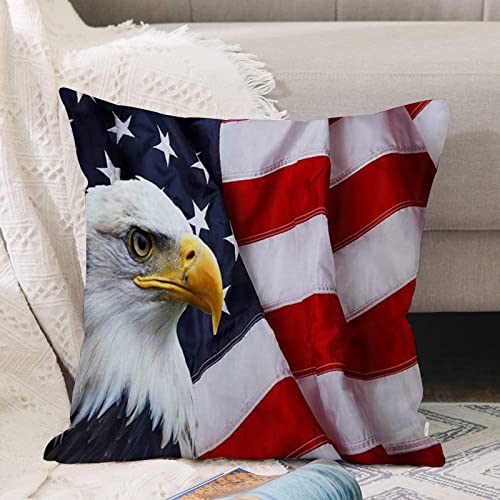 Kissenbezug 45x45 cm,Amerikanische Flagge USA-Weißkopfseeadler-Sternenbanner kennzeichnen H,Outdoor Kissen Kissenbezüge Kissenhülle Sofa Kissen dekokissen Zierkissen für Wohnzimmer Garten deko draußen von ANNKOOT